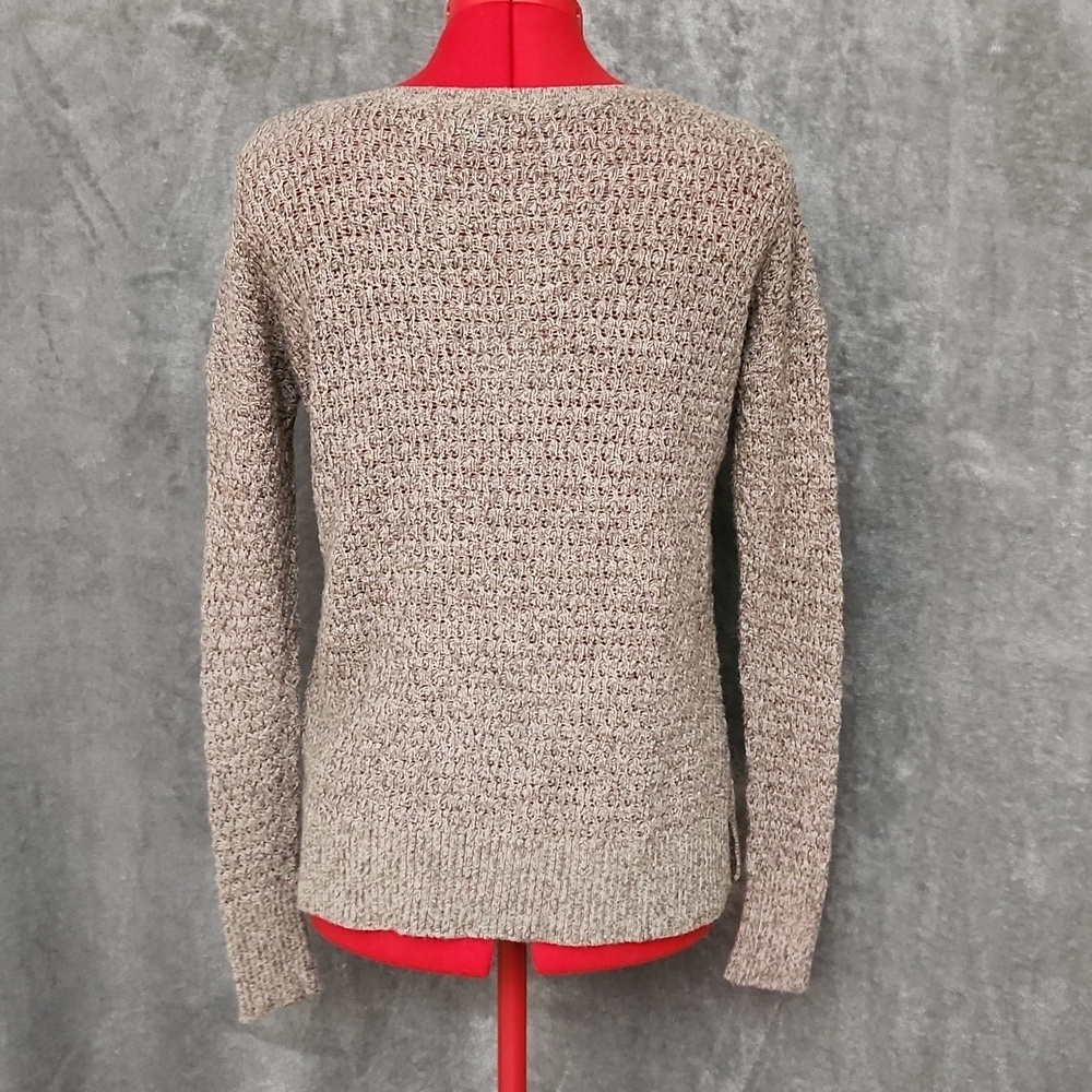 American Eagle XS Marled Knit V-Neck Sweater Beige Long Sleeve Cozy - Picture 3 of 12